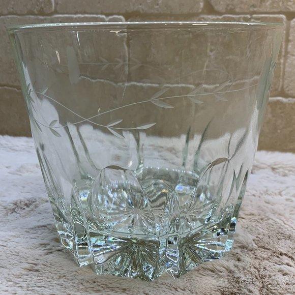 Vintage Princess House Crystal Heritage Etched Floral Clear Ice Bucket‎ - Picture 1 of 3